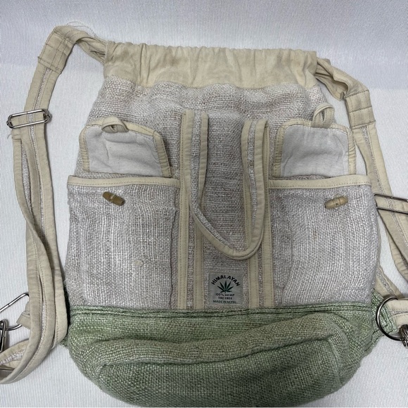 Natural Unisex Himalayan Hemp Drawstring Backpack.Bohemian hippie style - Picture 6 of 12